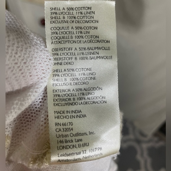 Free People Cream Off White Oversized Short Sleeve Embroidered Floral Size S - Picture 7 of 7